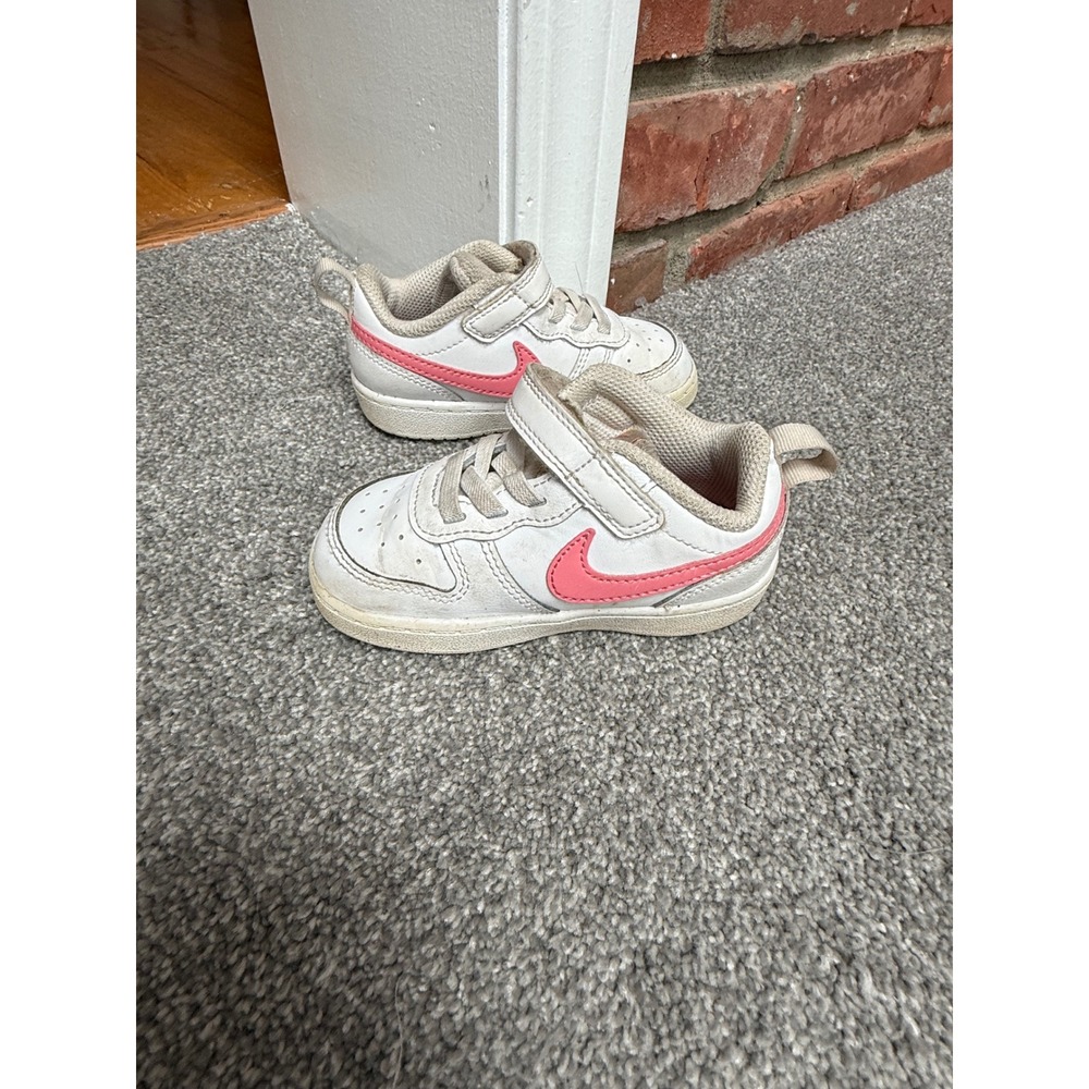 Nike Court Borough Low 2 White Pink Toddler Sneakers Size 7C